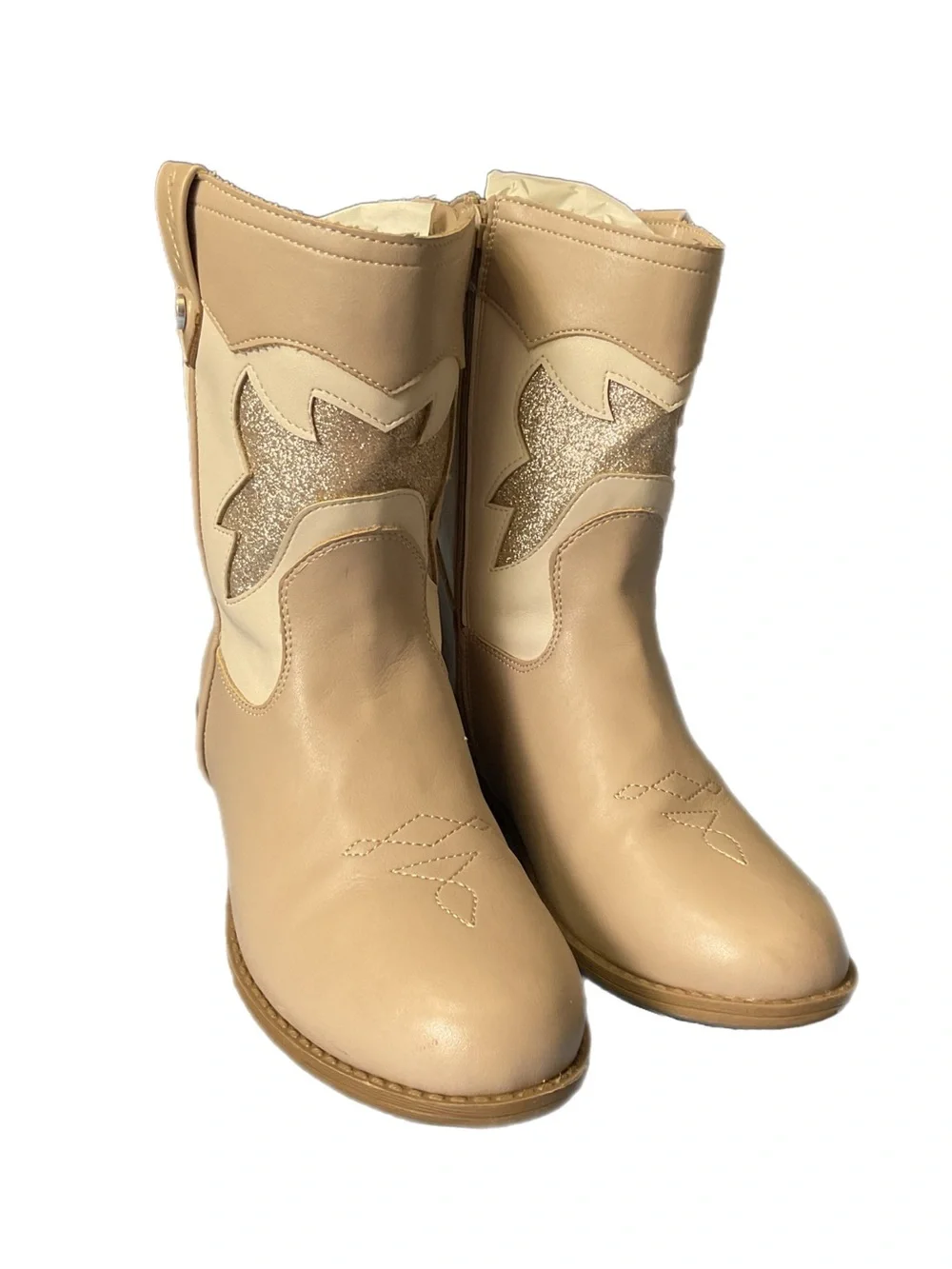 Jessica Simpson Big Girls Sz 5 Western Cowgirl Boot Side Zip Block Heel JES775FF